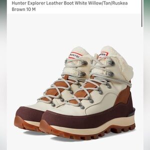 Hunter Explorer Leather Boot White Willow/Tan/Ruskea
Brown 10 M NWT